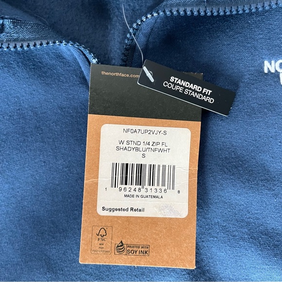 The North Face Women’s Blue Quarter-Zip Sweatshirt Sz Small BNWT - Picture 2 of 2